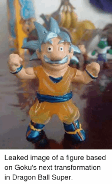 a leaked image of a figurine based on goku 's next transformation in dragon ball super .