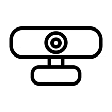 a line drawing of a webcam with a circle in the center