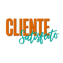 a logo that says cliente satisfeito in orange letters