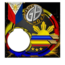 a golden hour logo with a filipino flag on top