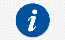 a blue circle with a white letter i in it