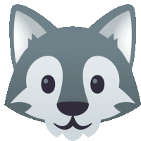 a cartoon drawing of a wolf 's face with a black nose