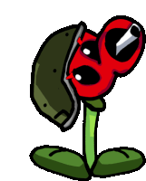 a cartoon drawing of a plant with a red flower