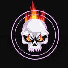 a skull with fire coming out of it 's head