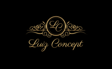 a logo for luiz concept with a gold lettering on a black background