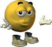 a cartoon smiley face is wearing shoes and giving a thumbs up sign .