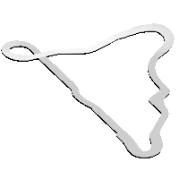 a white outline of a race track with a triangle in the middle