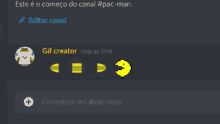 a screenshot of a chat with a pac man and a gif creator