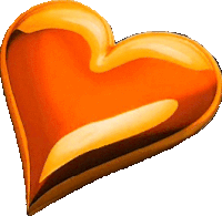 an orange heart with a white background and a black border