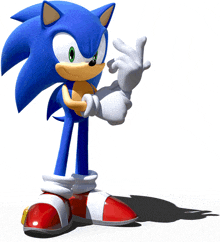 sonic the hedgehog is wearing a pair of red white and blue boots