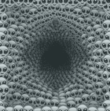 a tunnel filled with lots of skulls and eyes