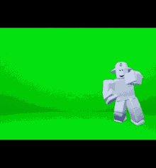 a 3d rendering of a robot laying on its back on a green screen .