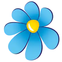 a blue flower with a yellow center