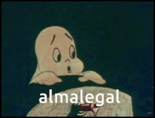 a cartoon of a ghost with the word almalegal written below it