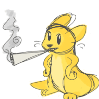 a drawing of a kangaroo smoking a joint