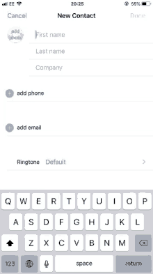 a screenshot of a phone screen that says new contact