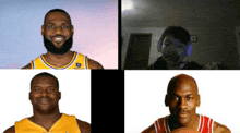 a collage of four photos of basketball players including lebron james and michael jordan