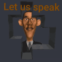 a cartoon of barack obama with the words let us speak below him