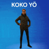 a man is jumping in the air with the words koko yo written above him