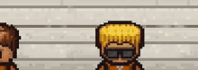 a pixel art of a man in a jail cell .