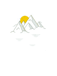 a line drawing of a mountain with the sun shining through the clouds