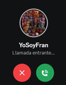 a screenshot of a phone call with yosoyfran on it