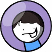 a cartoon of a person in a purple circle with a smiley face .