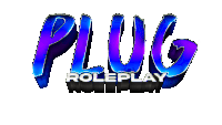 a blue and purple plug roleplay logo against a white background