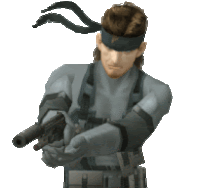 a video game character is holding a gun and wearing a headband with snake on it