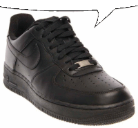 a pair of black nike air force 1 sneakers with a white background