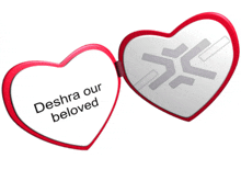 a heart shaped mirror with the words deshra our beloved