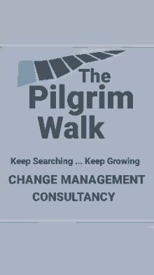 the pilgrim walk change management consultancy logo on a gray background