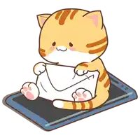 a cartoon cat is sitting on top of a smart phone