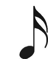 a black and white drawing of a musical note on a white background