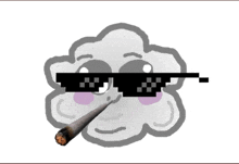 a cartoon cloud wearing sunglasses smoking a cigarette