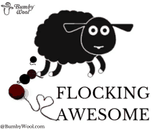 a black sheep with yarn coming out of it and the words flocking awesome below it