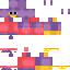 a pixel art drawing of a purple and red penguin