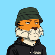 a drawing of a tiger wearing a nasa hoodie