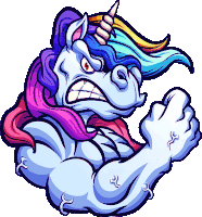 a cartoon illustration of an angry unicorn