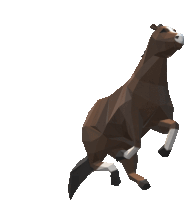 a low poly horse standing on its hind legs