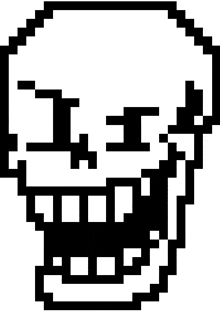 a pixel art drawing of a skull with a skeleton face .