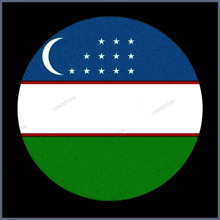 a circle with the flag of uzbekistan on it