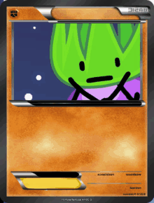 a card with a picture of a green cartoon character and the number 9128 on it