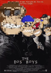 a movie poster for the dos boys shows a man in a blue hat