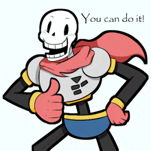 papyrus giving a thumbs up with the words " you can do it " above him