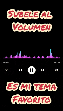 a screenshot of a music player that says subele al volumen