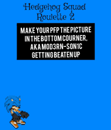 a blue background with the words hedgehog squad roulette 2 at the top