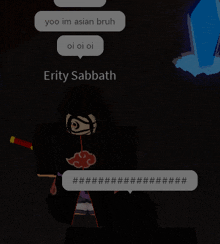 a screenshot of a video game with a character named erity sabbath in the middle