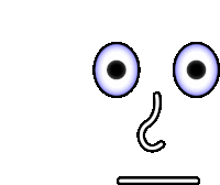 a cartoon face with big eyes and a question mark in the nose .