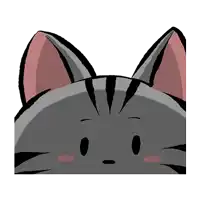 a cartoon drawing of a cat 's face looking out from behind a white background